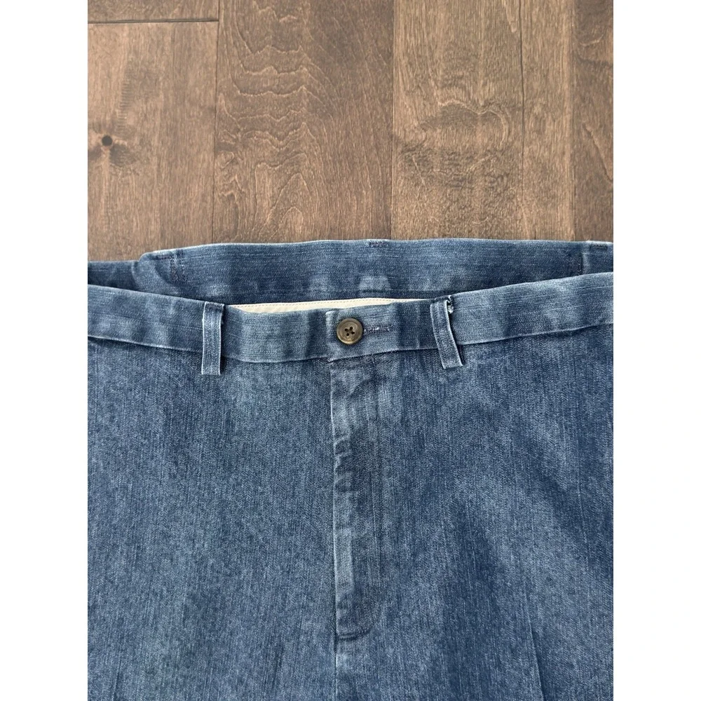 Haggar Classic Fit Flat Front Blue Jeans Pants Mens Size 44X29 Expandable Waist